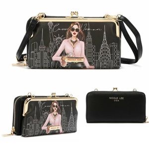 Nicole Lee Signature Kiss Lock Crossbody Wallet-CAREER WOMAN- w/RFID Blocking
